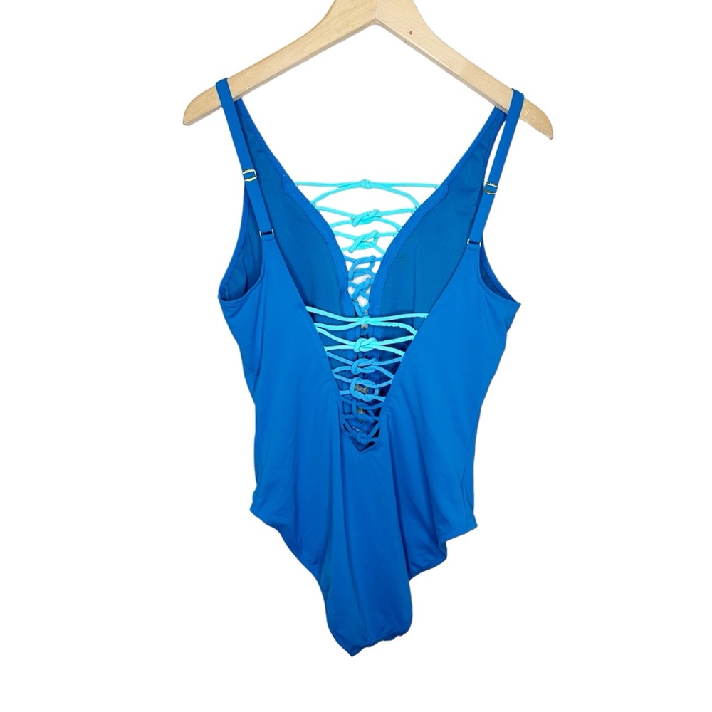 Bleu Rod Beattie Let's Get Knotty Ombre Blue One Piece Swimsuit Size 14 - Picture 3 of 8